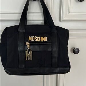 Vintage Moschino Black Redwall Bag with Gold Accents